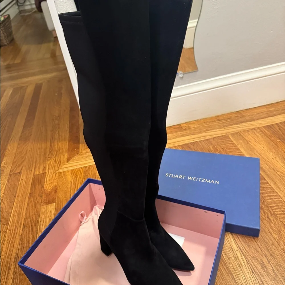 New Stuart Weitzman Black Over the Knee Suede Boots